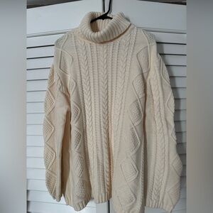 NorthStyle Cream Cable Knit Turtleneck Sweater